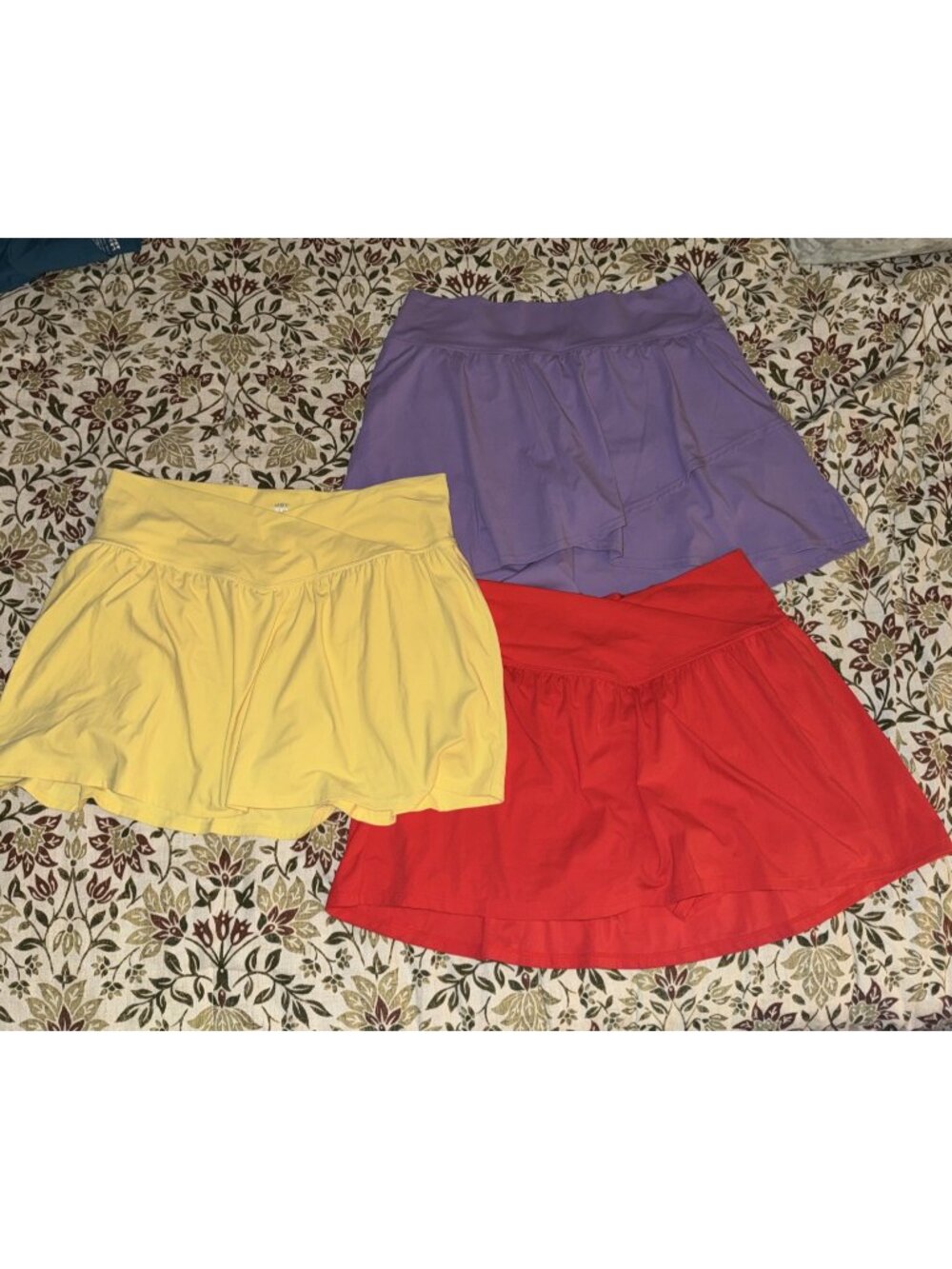 Lot Of 3 JoyLab High-Rise Crossover V-Waistband Knit Athletic Skorts Purple Red